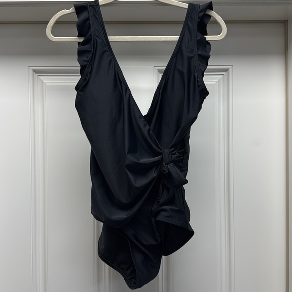 Marina West Black Wrap One Piece Bathing Suit - Picture 7 of 11
